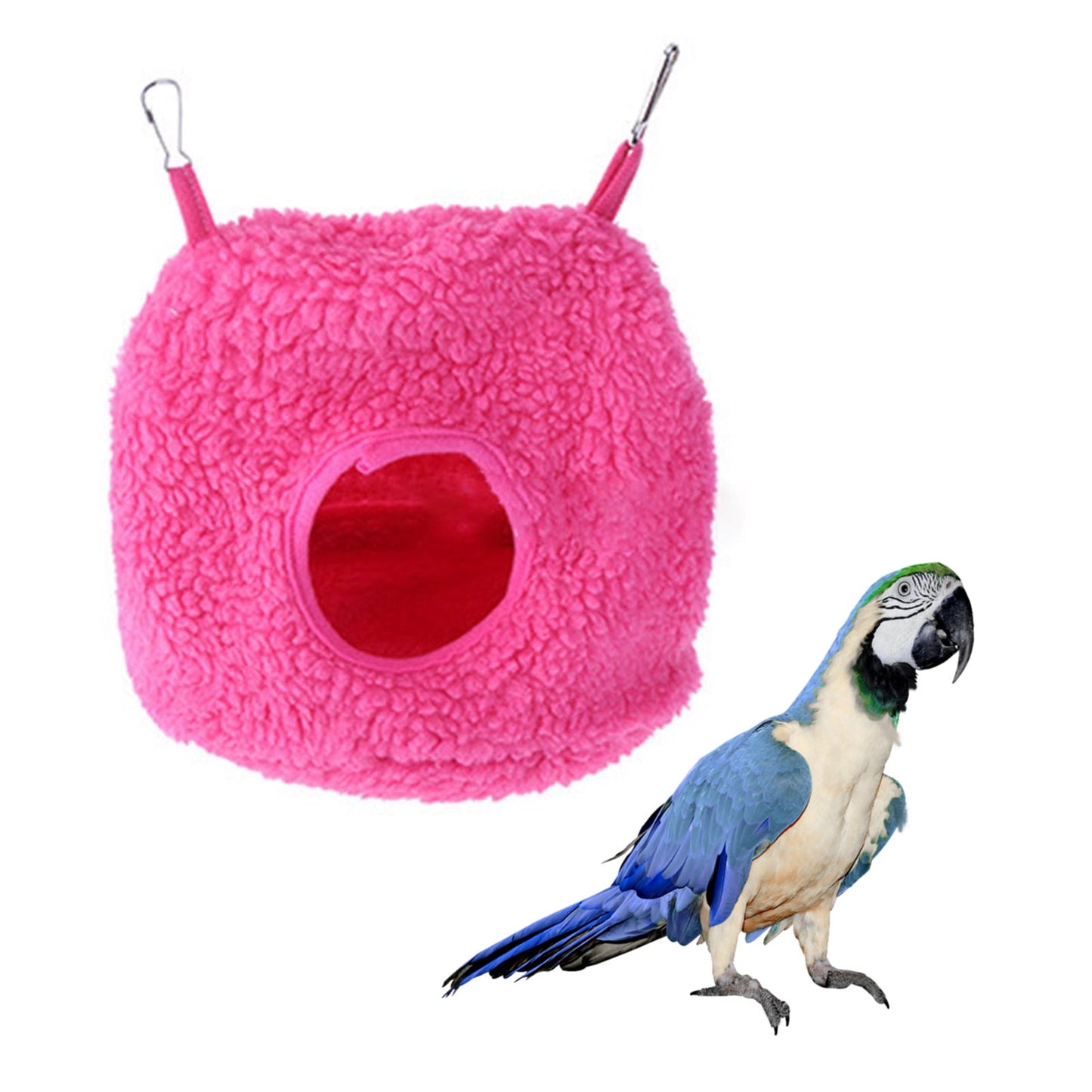 Large Winter Warm Bird Nest House, Fluffy Parrots Bird Bed for Cage Hanging Hammock Plush Shed Hut Hideaway Hut for Parakeets African Grey Cockatoos Cockatiels Lovebird