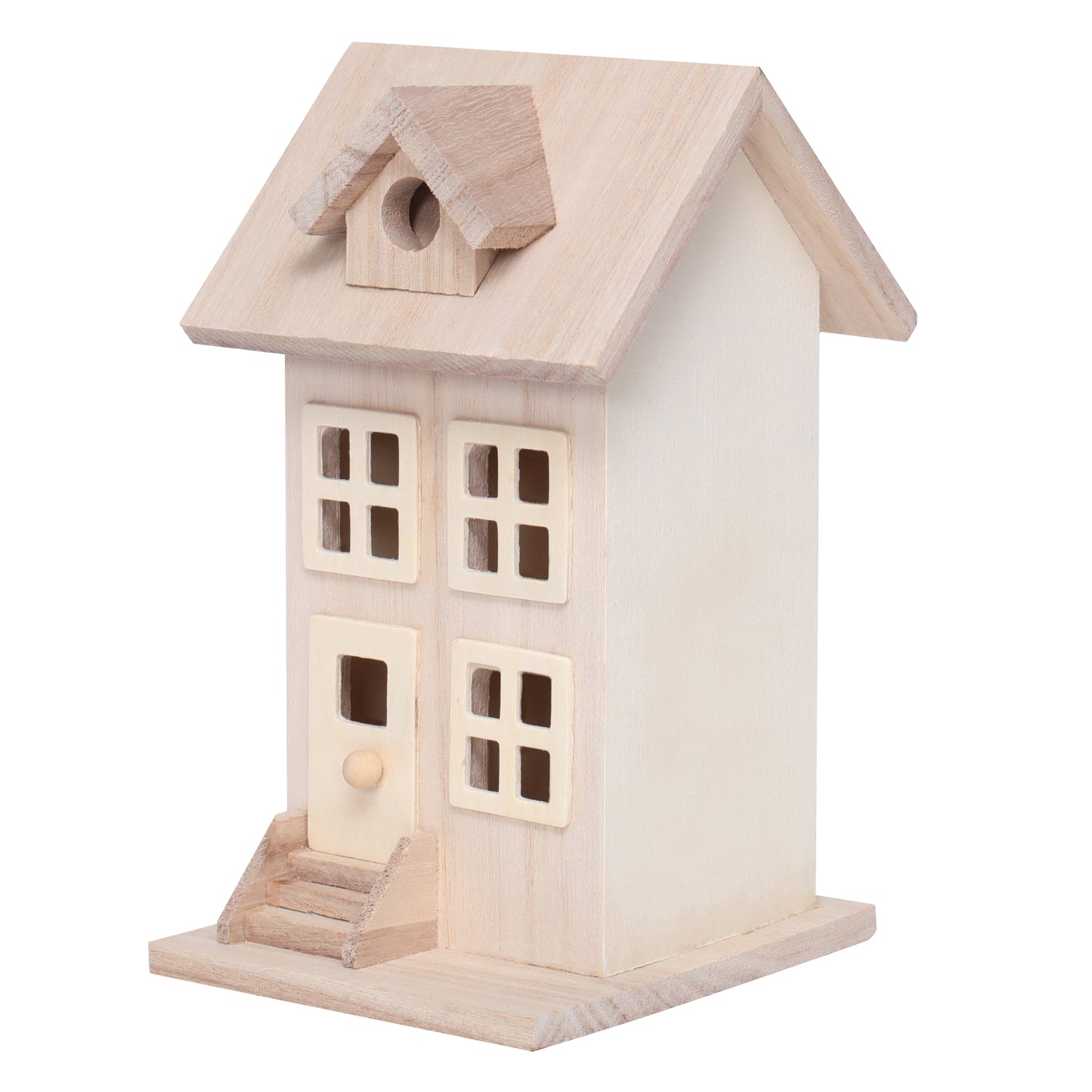 7.5" Wooden Townhouse Birdhouse by Make Market - Unfinished Birdhouse Made of 100% Wood - Outdoor Nesting Boxes - Bulk 8 Pack