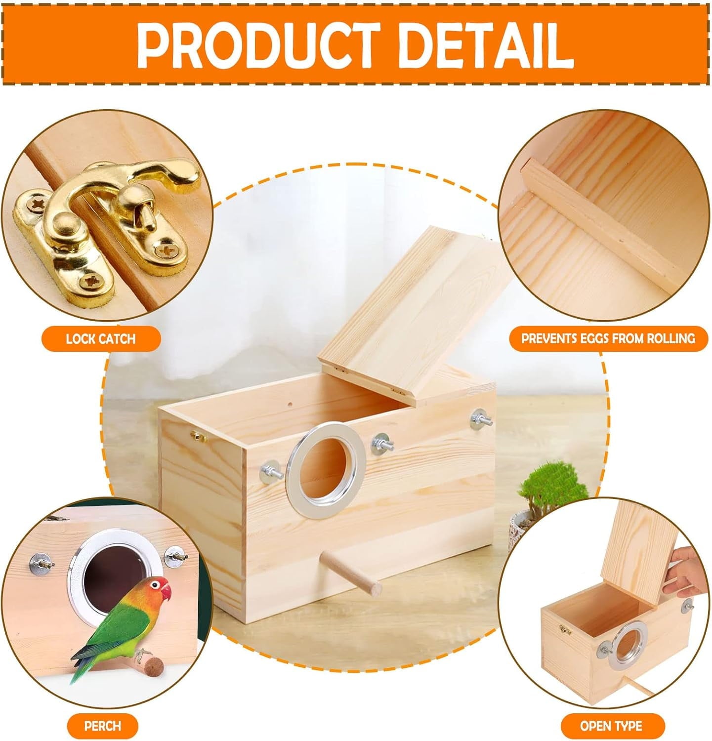 Parakeet Nest Box Budgie Nesting House Cockatiel Breeding Parrots Mating Box for Lovebirds Large and Medium-Sized Birds (XL)