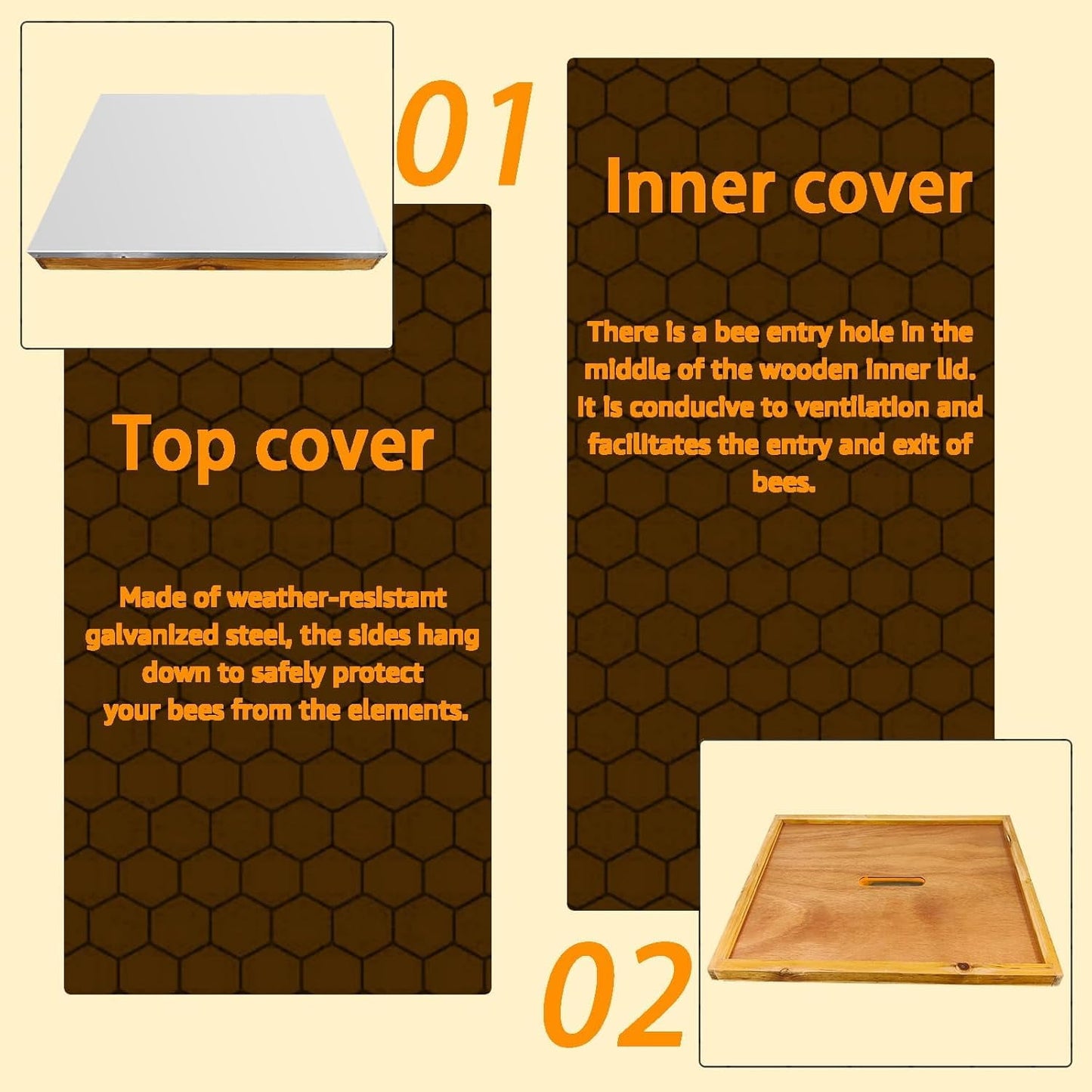 5 Layer Beehive, Bee Hive Dipped in 100% Beeswax, Include Queen Excluder & Foundation & Cover (2 Deep Hive Bee Box & 3 Super Bee Hive) Frameless