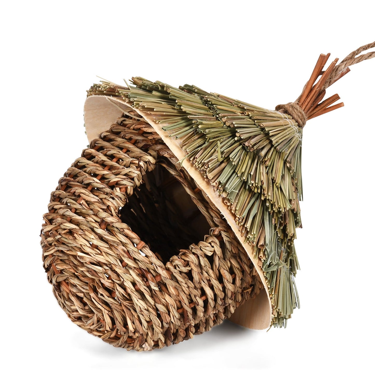 Ikohbadg Hand-woven Hummingbird House, Creative Bird Nests, Hibiscuser Grass Simulation Birdhouse, Outside for Nesting Decorative Birds, Gardening Hanging Decoration