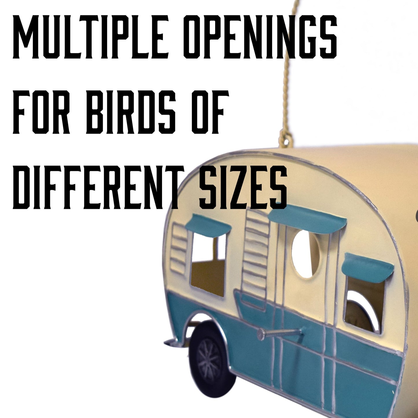 Rivers Edge Products Camper Bird House, RV Nesting House for Small to Medium Birds, Outdoor Rustic Garden Decor, Turquoise/White