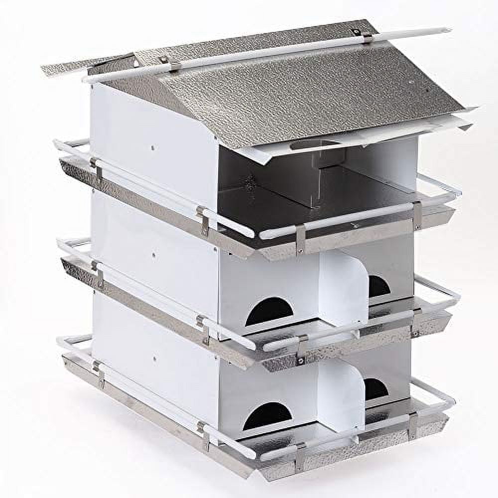 Birds Choice Medium 3-Level, 12-Room Purple Martin Bird House with Starling-Resistant Entrances, White/Grey