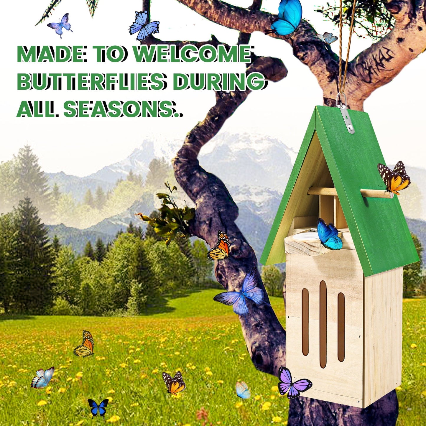 Butterfly Houses for The Garden, Butterfly Feeders for Outdoors Hanging, Butterfly House and Feeder for Garden Decoration