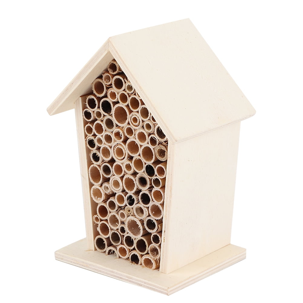 House, Wooden Bee House, Quality Natural Wood Tubular Channels Decorate Gardens For Bees Backyard Insects