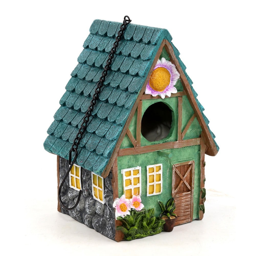 Outdoor Hanging Bird Nests, Hummingbird Houses, Garden Tree Decorations, Resin Ornaments (Simulated House)