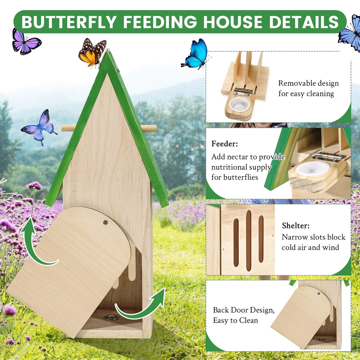 Butterfly Houses for The Garden, Butterfly Feeders for Outdoors Hanging, Butterfly House and Feeder for Garden Decoration