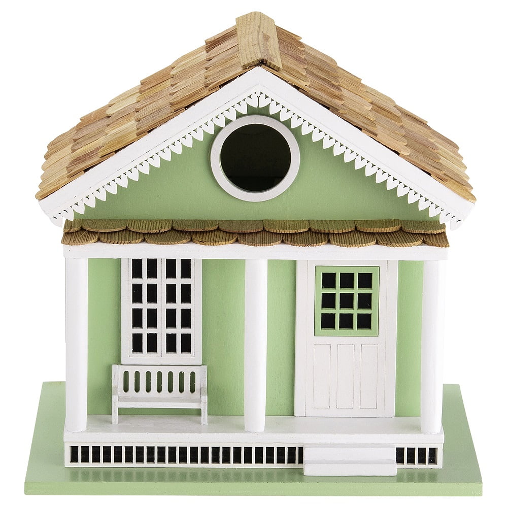 Modern Home Outdoor Handmade Wooden Birdhouse - Garden or Backyard Décor for Wild Birds (Green Lake House)