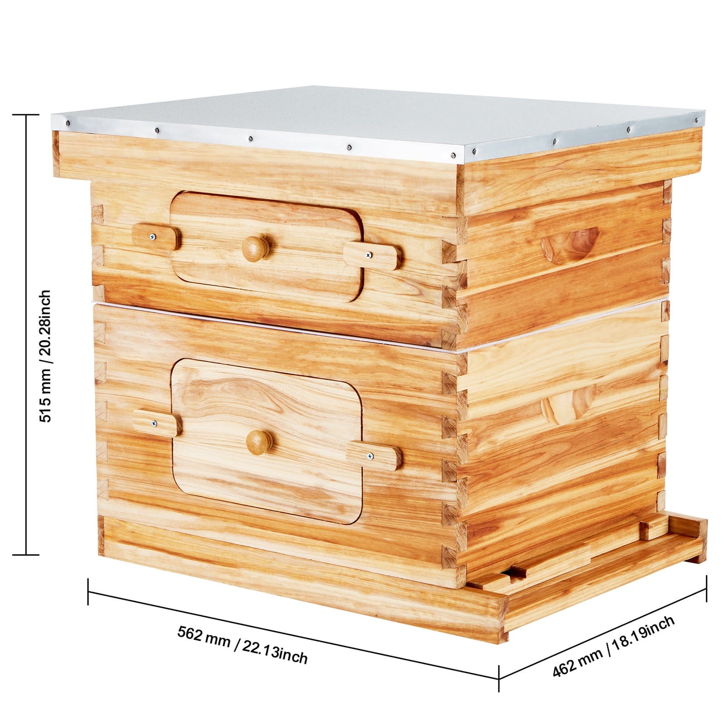 KFFKFF Bee Hive Langstroth Kit 10 Deep & 10 Medium Frames with Acrylic Windows