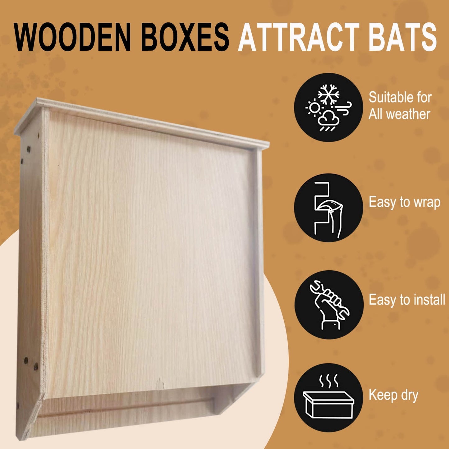 Clearance Under $5! Bat House for Outdoor Large Bat Box for Outside 2 Chamber Wood Bat House Kit for Weatherproof Wooden Bat Shelter Easy to Land and Roost, 9.45 x 7.48 x 2.76 Inch ,Wooden