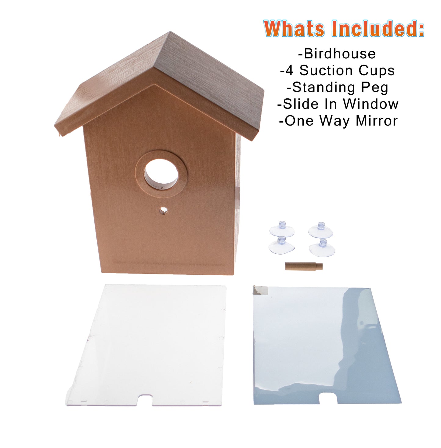2 See Through One Way Mirrored Bird House - Suction Cup Window Mounted Bird Nesting Box