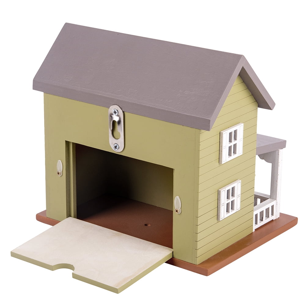Modern Home Outdoor Handmade Wooden Birdhouse - Garden or Backyard Décor for Wild Birds (Mossy Green Victorian )