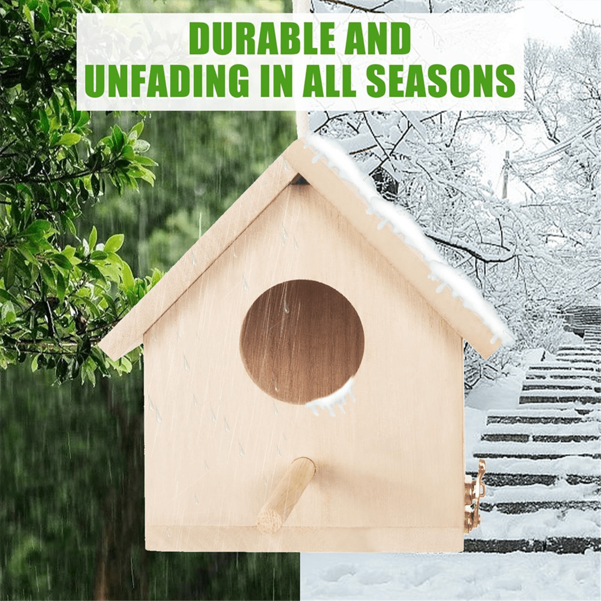 Outdoor Bird Houses Transparent Wooden Bird House for Outside,Hanging Birdhouse