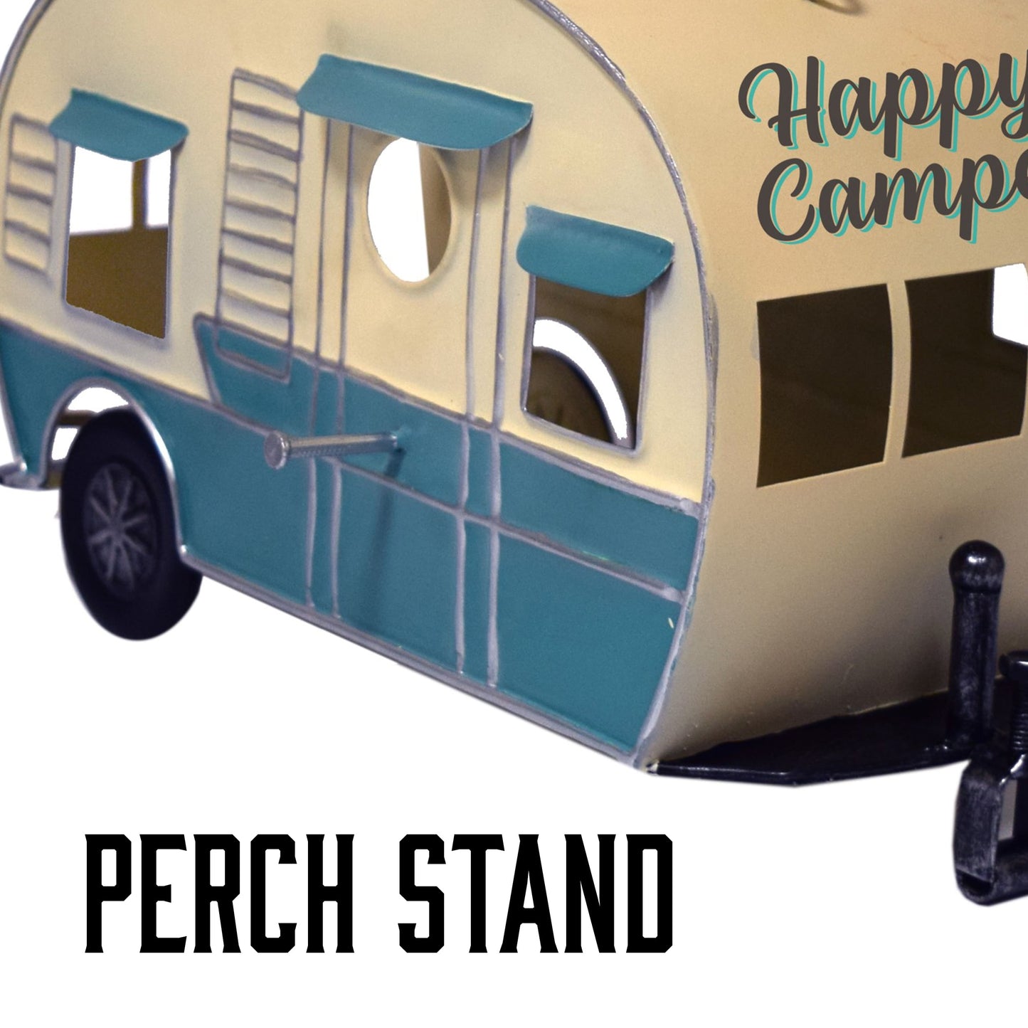 Rivers Edge Products Camper Bird House, RV Nesting House for Small to Medium Birds, Outdoor Rustic Garden Decor, Turquoise/White