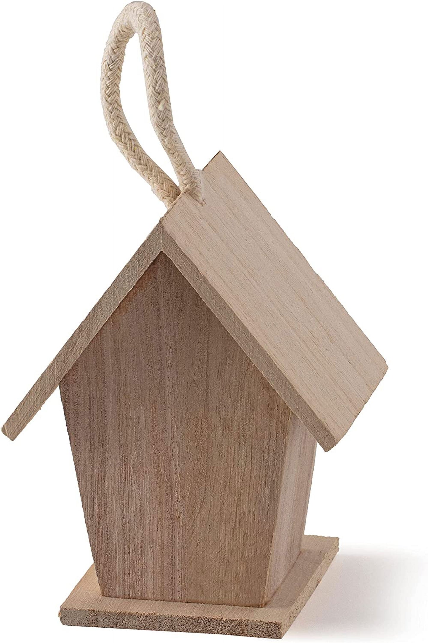 4.3" Traditional Birdhouse by Make Market - Unfinished Hanging Birdhouse Made of 100% Wood - Outdoor Nesting Boxes - Bulk 12 Pack