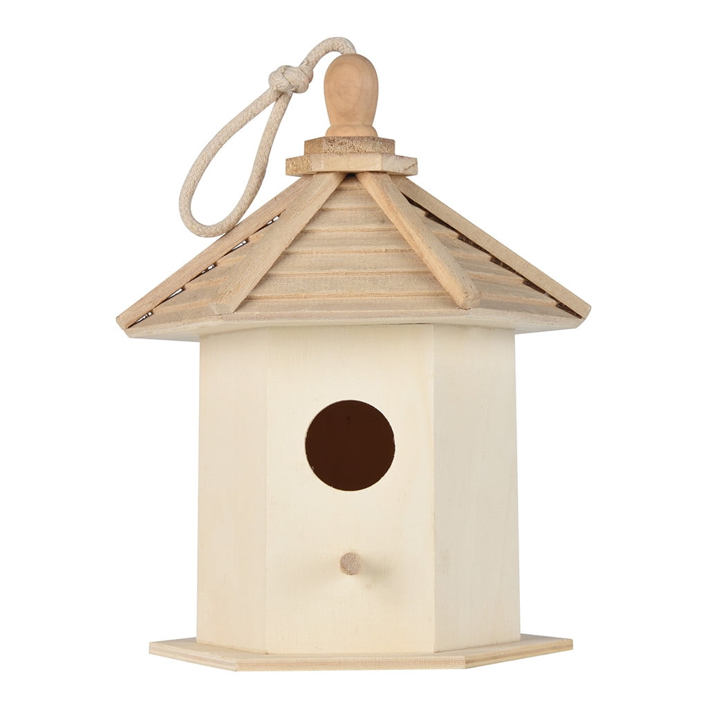 Lanhui Outside Wooden Bird House, Ventilation Hanging Bird House for Small Bird Chickadees Sparrows