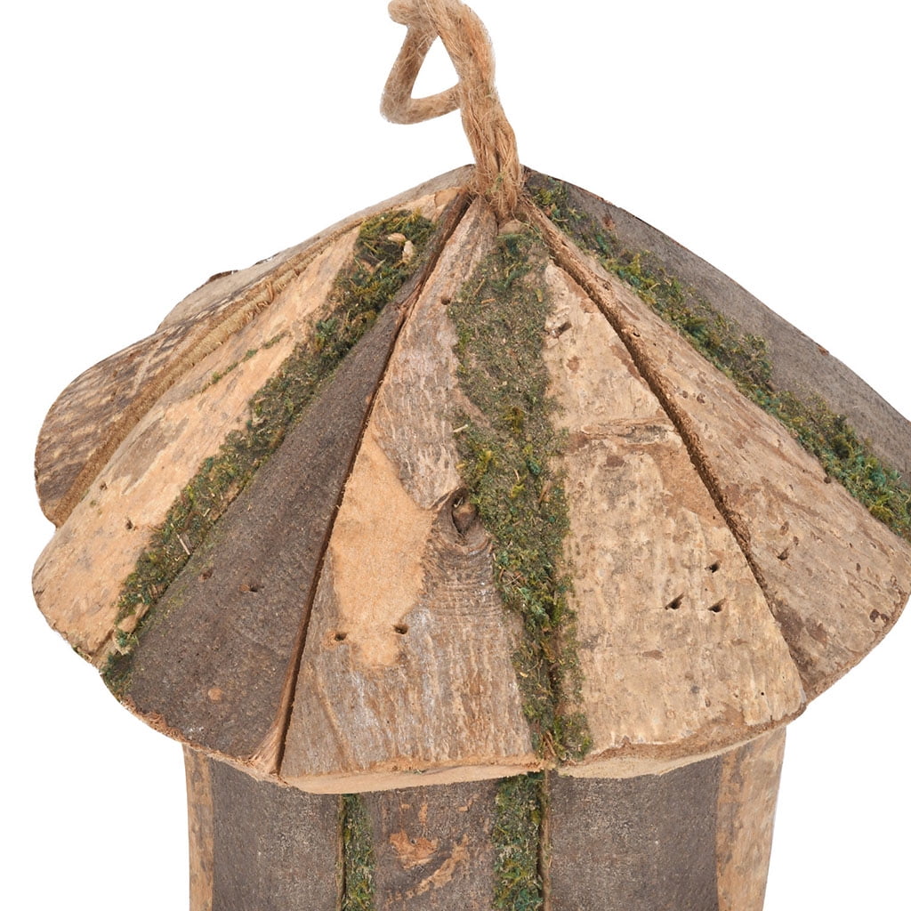 Outside Wooden Birdhouse Decorations Natural Distressed Handcrafted Ornaments Mini Hanging Bird House for home and garden Yard Window