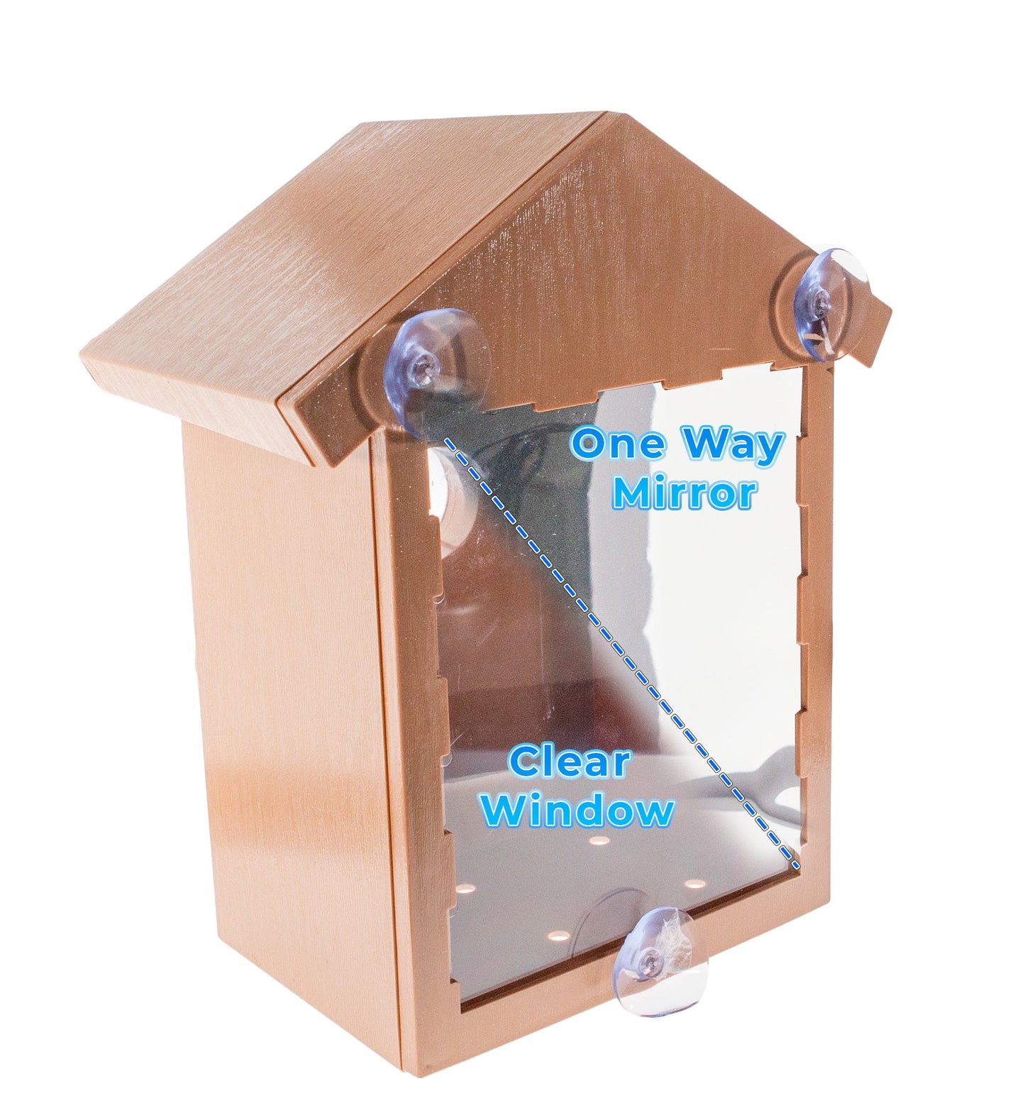 2 See Through One Way Mirrored Bird House - Suction Cup Window Mounted Bird Nesting Box