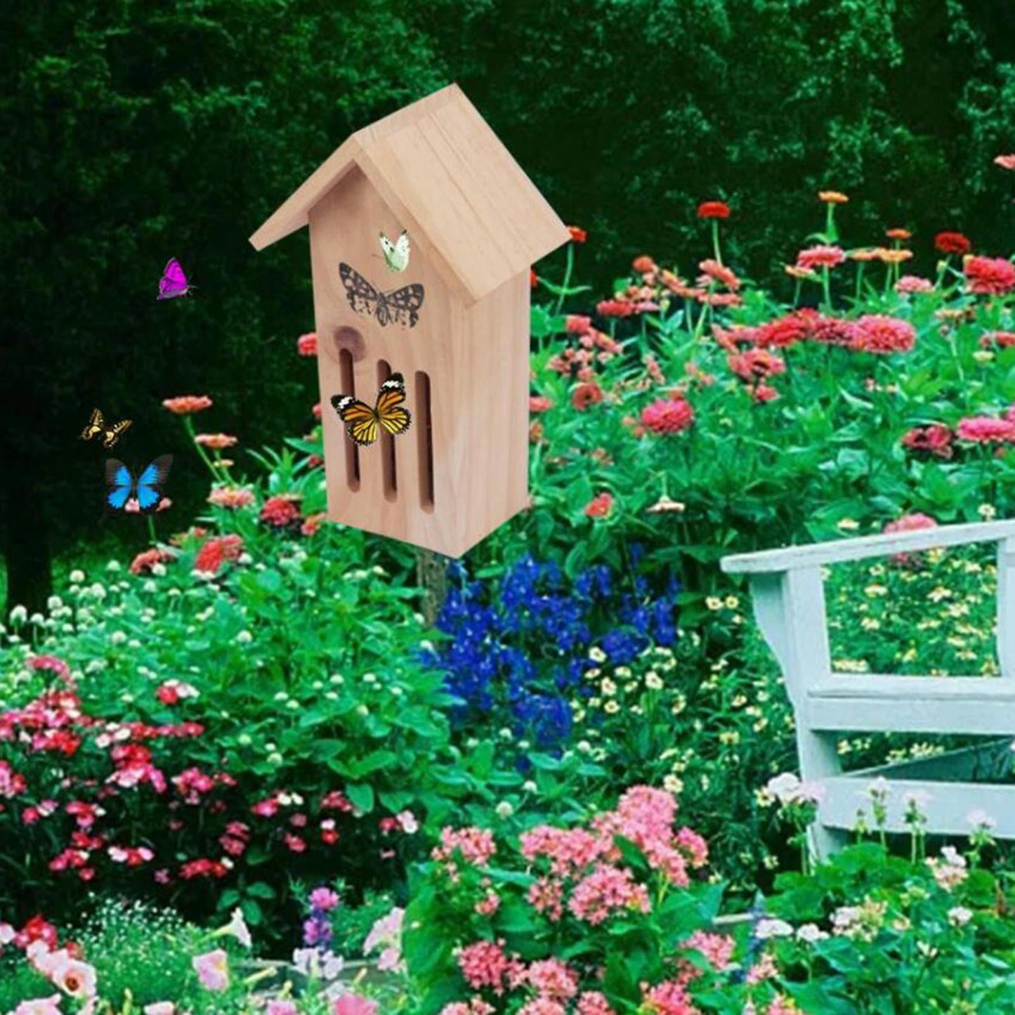 Wooden Butterfly House fs. Provides a for, Protect from Predators and Harsh Weather Conditions. Attractive