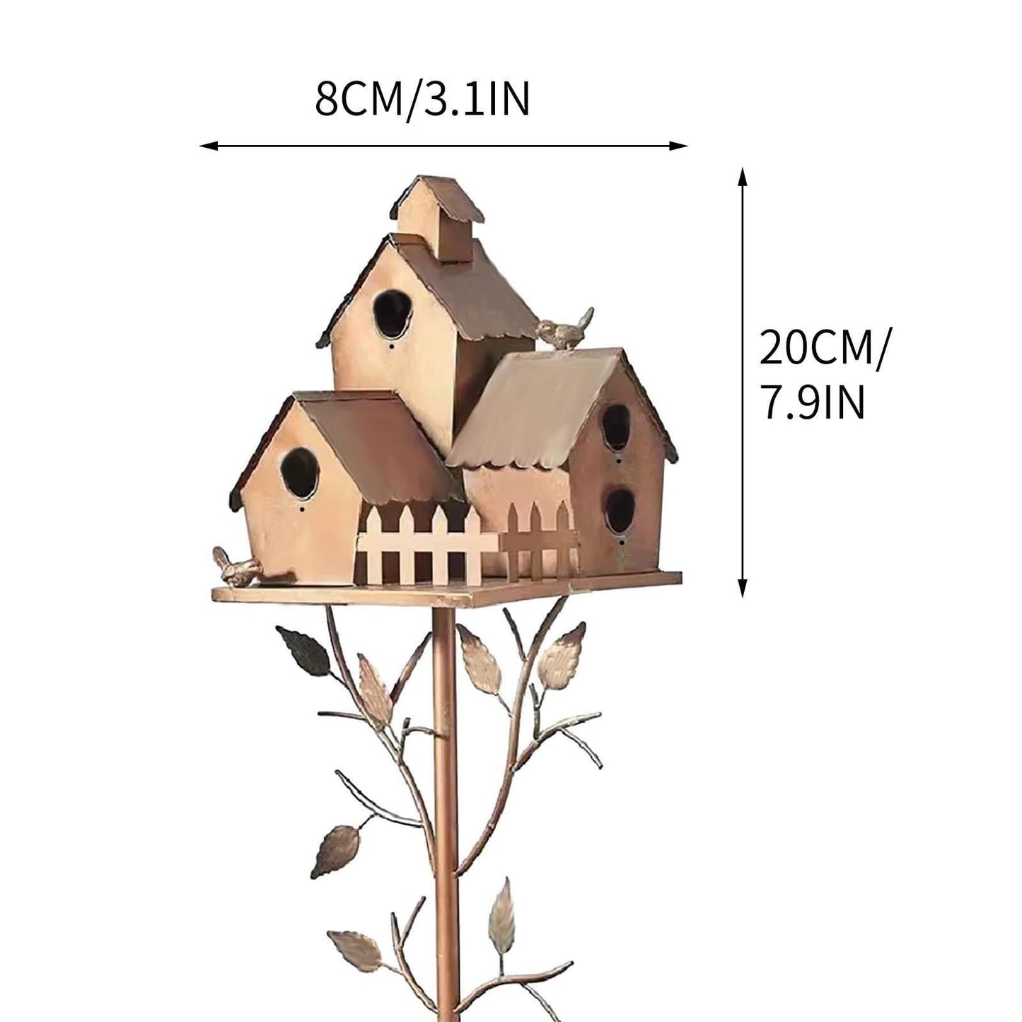 Realhomelove Birdhouse Garden Stakes, Metal Bird House with Pole, Suitable for Hummingbirds, Garden Outdoor Metal Birdhouse Decoration Bird Houses for Courtyard Backyard Patio Outdoor Decor