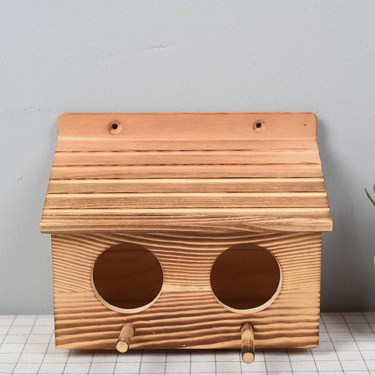 Weatherproof Wooden Bird Houses with Double Hole for Outside,Squirrel Feeder / Bird Nesting House Feeding Station,Hanging Nest box for Garden,Best Gift for Kids