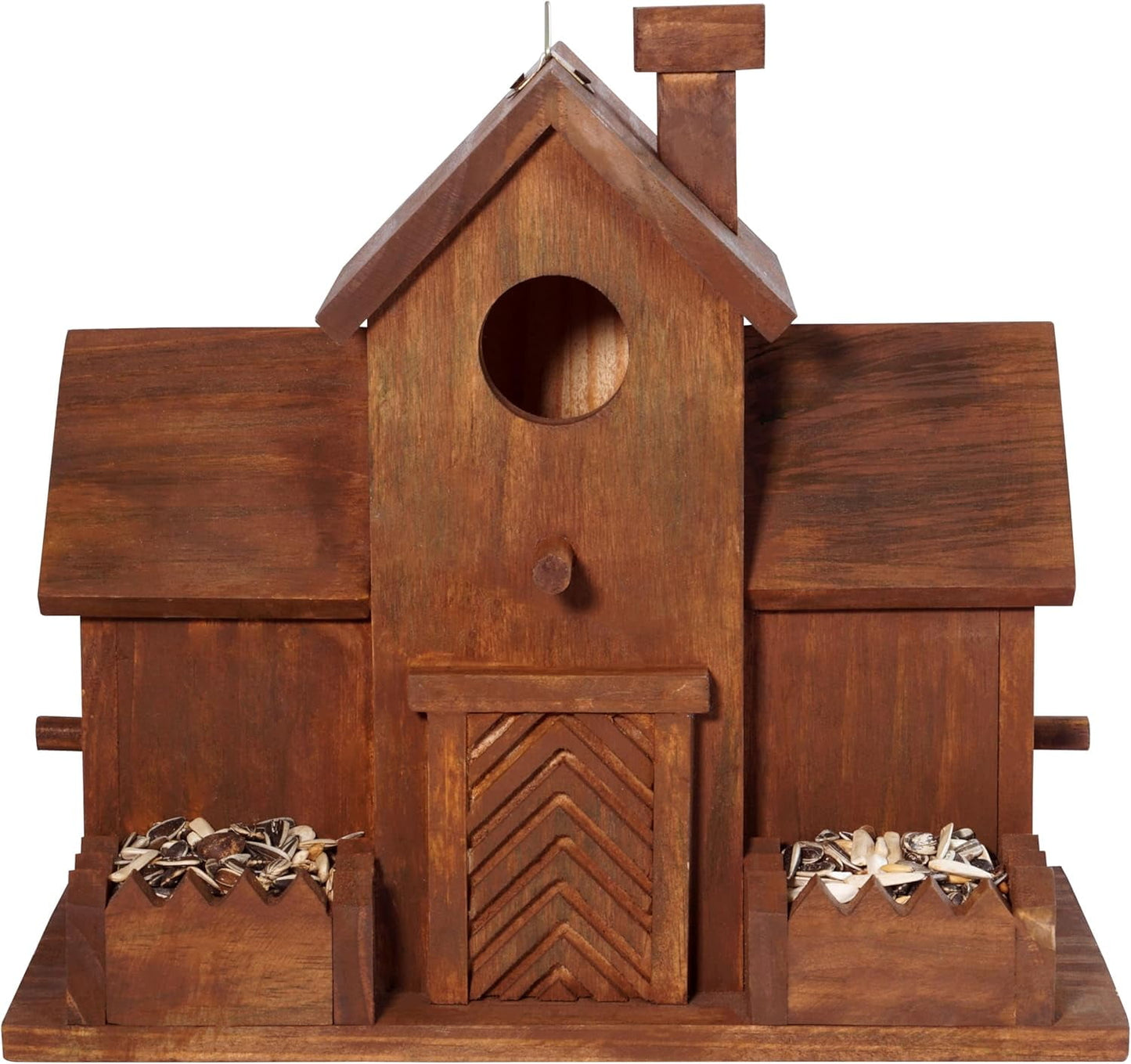 VASGOR Bird Houses for Outside with Bird Feeder, Outdoor 3 Hole Bird House Room for 3 Bird Families Bluebird Finch Cardinals Hanging Birdhouse for Garden