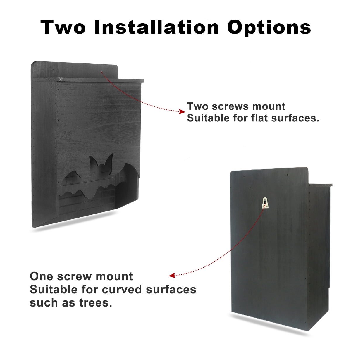 Gamexcel Bat House Double Chamber Handcrafted Wooden Box - Black, Large 17x13x4.3in for Outdoors