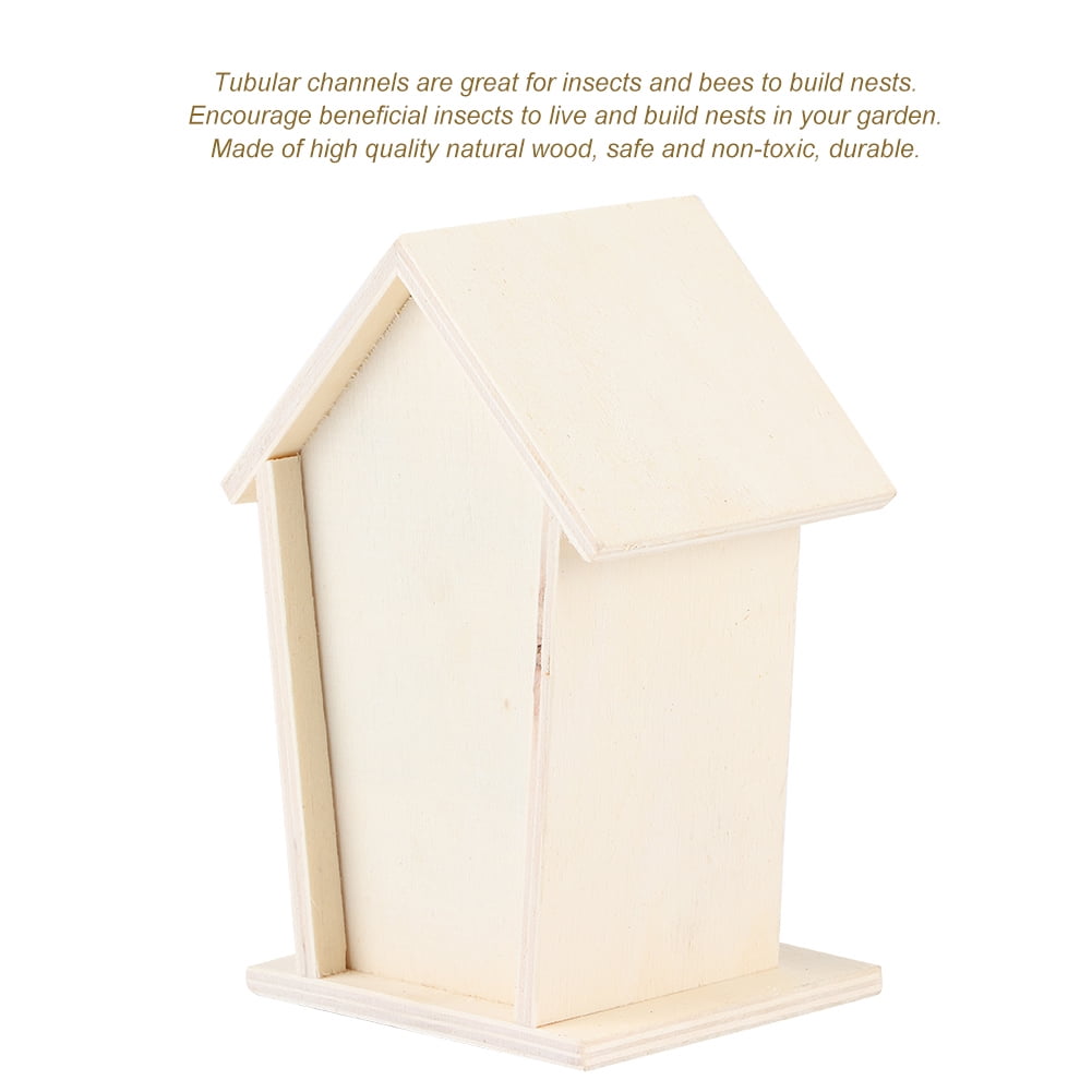House, Wooden Bee House, Quality Natural Wood Tubular Channels Decorate Gardens For Bees Backyard Insects