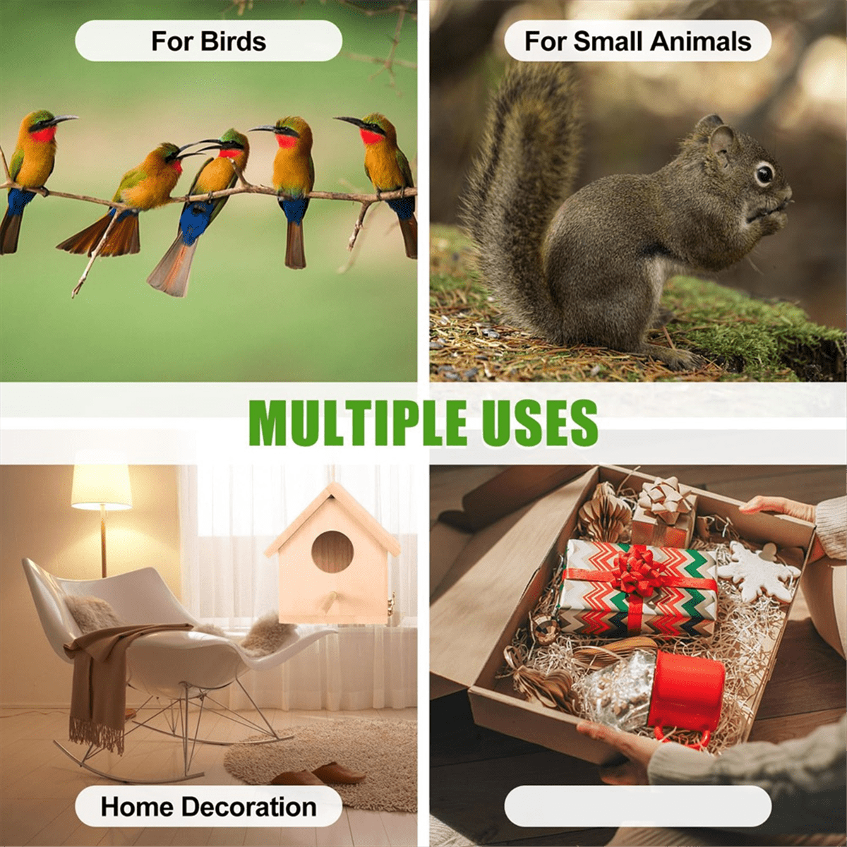 Outdoor Bird Houses Transparent Wooden Bird House for Outside,Hanging Birdhouse