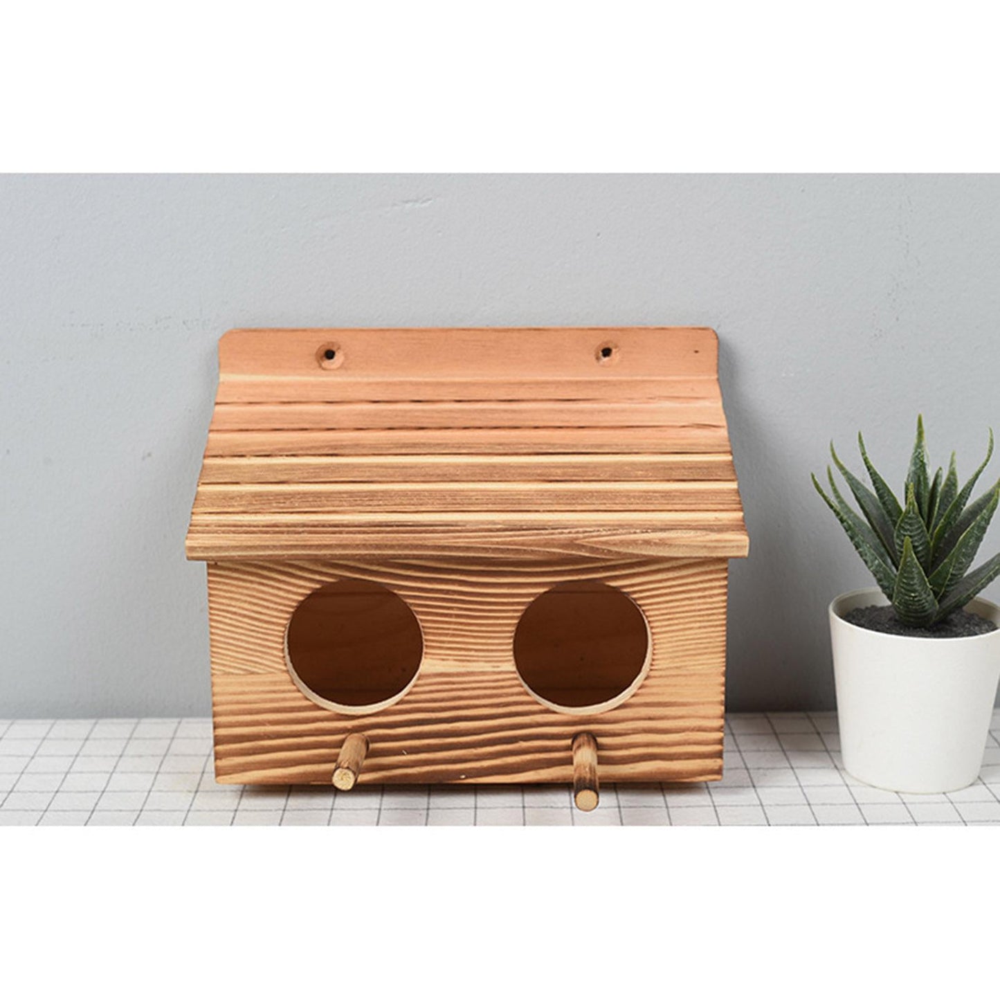 Weatherproof Wooden Bird Houses with Double Hole for Outside,Squirrel Feeder / Bird Nesting House Feeding Station,Hanging Nest box for Garden,Best Gift for Kids