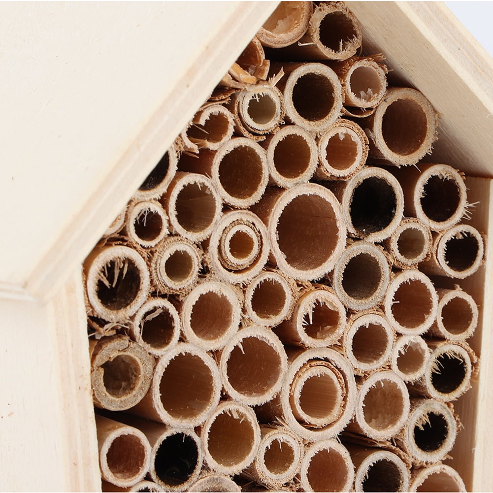 House, Wooden Bee House, Quality Natural Wood Tubular Channels Decorate Gardens For Bees Backyard Insects