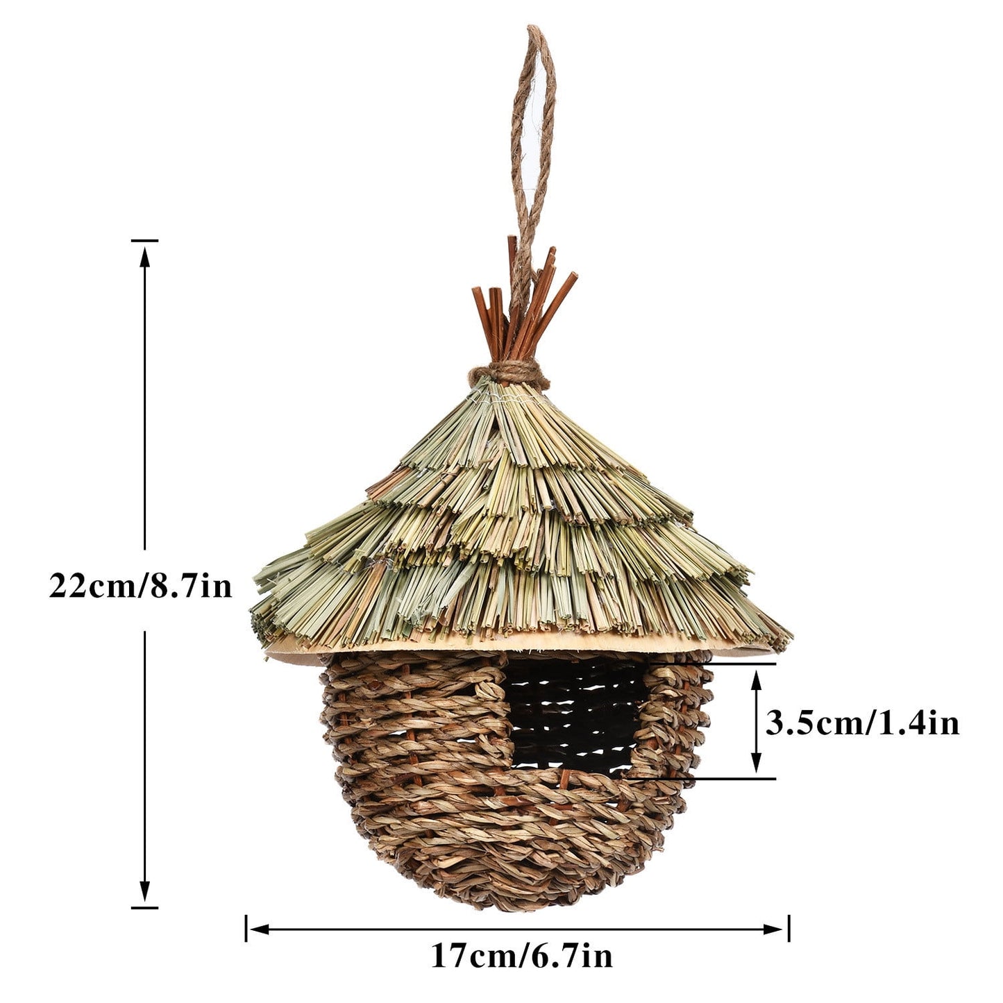 Ikohbadg Hand-woven Hummingbird House, Creative Bird Nests, Hibiscuser Grass Simulation Birdhouse, Outside for Nesting Decorative Birds, Gardening Hanging Decoration