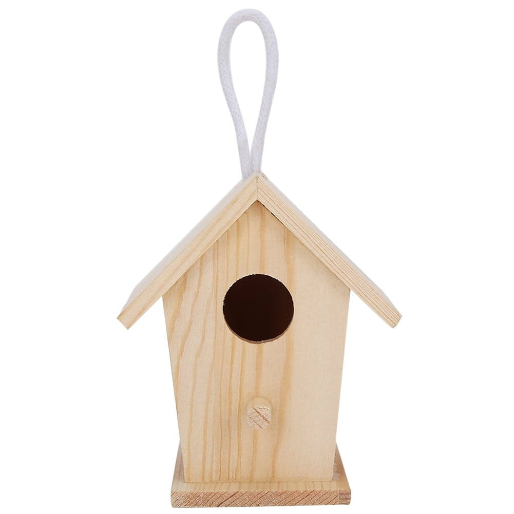 Wooden Bird House,Bird Cage,4Pcs Mini Outdoor Hanging Wooden Bird House Nests Cage Ornament for Garden Balcony