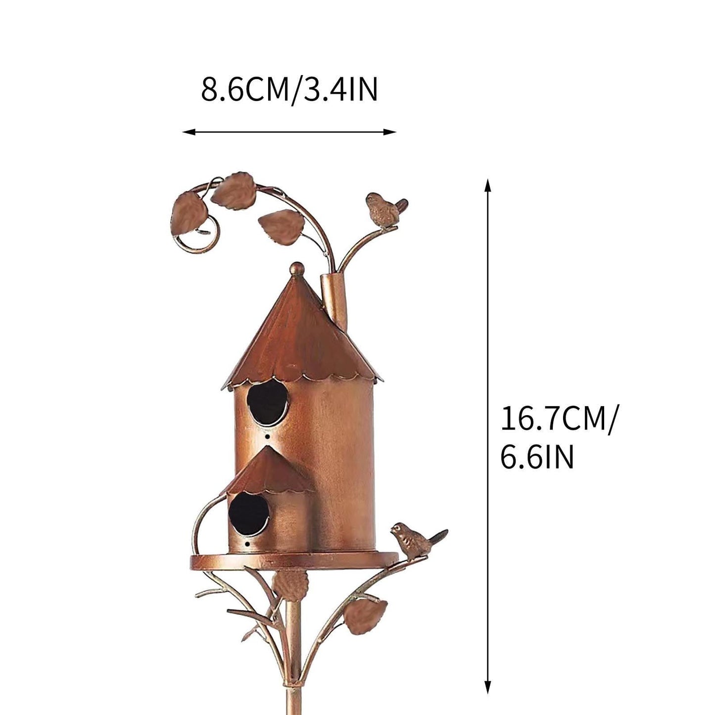 Realhomelove Birdhouse Garden Stakes, Metal Bird House with Pole, Suitable for Hummingbirds, Garden Outdoor Metal Birdhouse Decoration Bird Houses for Courtyard Backyard Patio Outdoor Decor