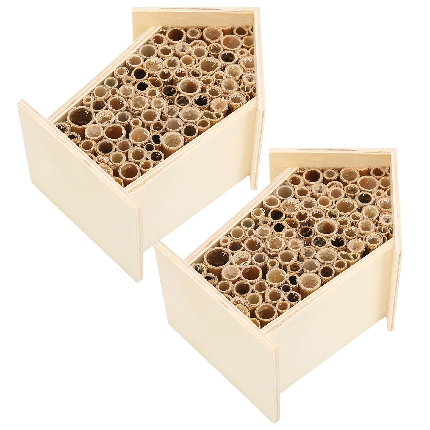 2PCS Wooden Bee House, Bee Hive Nest Houses for Pollinating Bees Mason Bees Wood Bee Room Hotel Shelter Nests Box for Outdoor Parks Garden Decoration