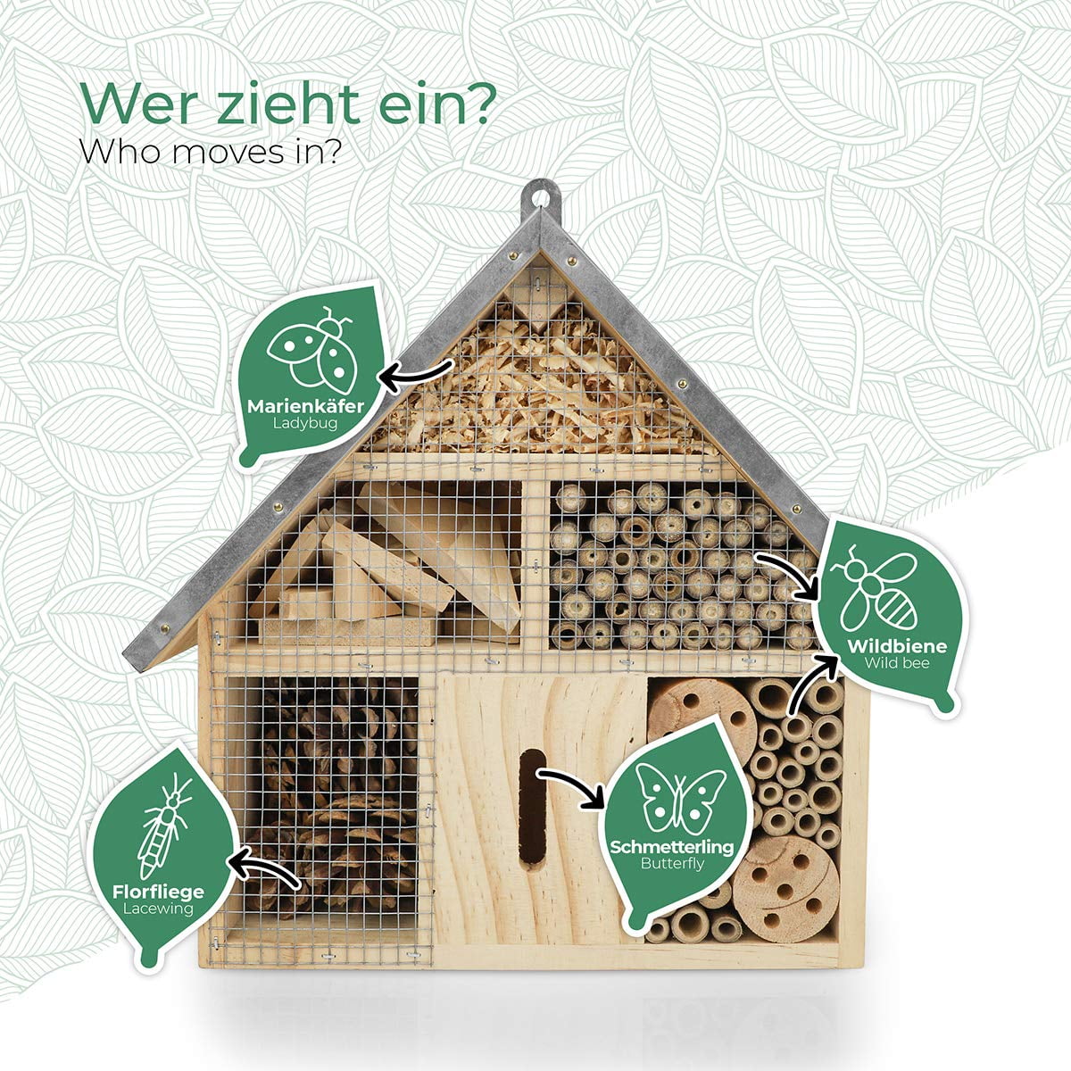 Gorges Markenwelt Wildlife Friend Untreated Pine Wood Insect Hotel with Zinc Roof Brown
