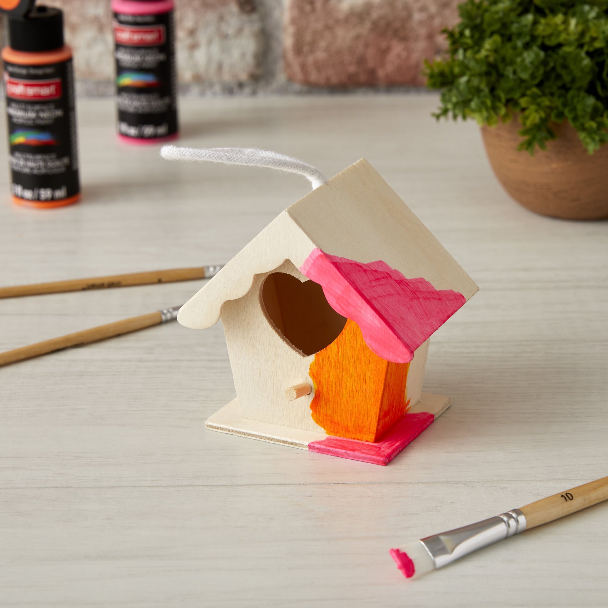 3.7" Wooden Heart Birdhouse by Make Market - Unfinished Hanging Birdhouse Made of 100% Wood - Bulk 8 Pack