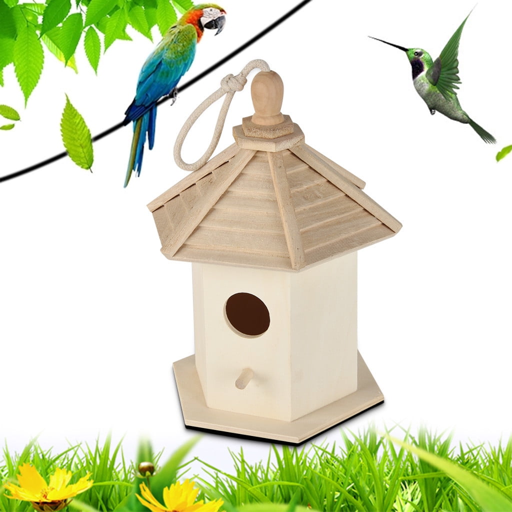 Lanhui Outside Wooden Bird House, Ventilation Hanging Bird House for Small Bird Chickadees Sparrows