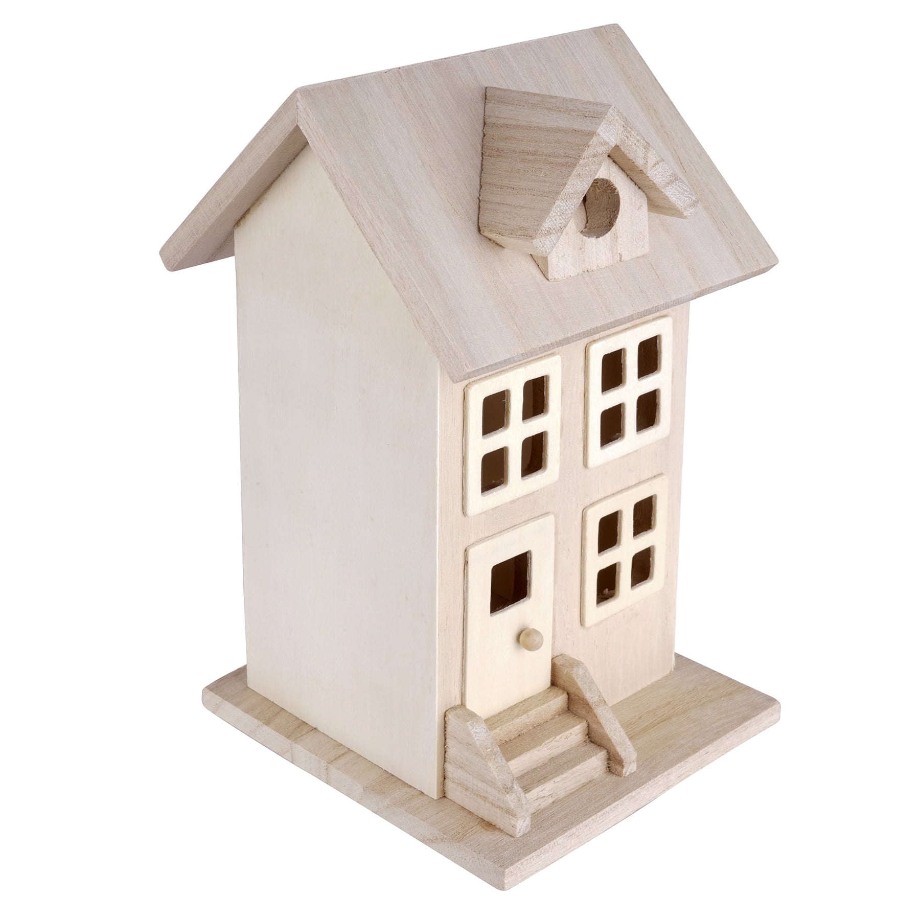 7.5" Wooden Townhouse Birdhouse by Make Market - Unfinished Birdhouse Made of 100% Wood - Outdoor Nesting Boxes - Bulk 8 Pack