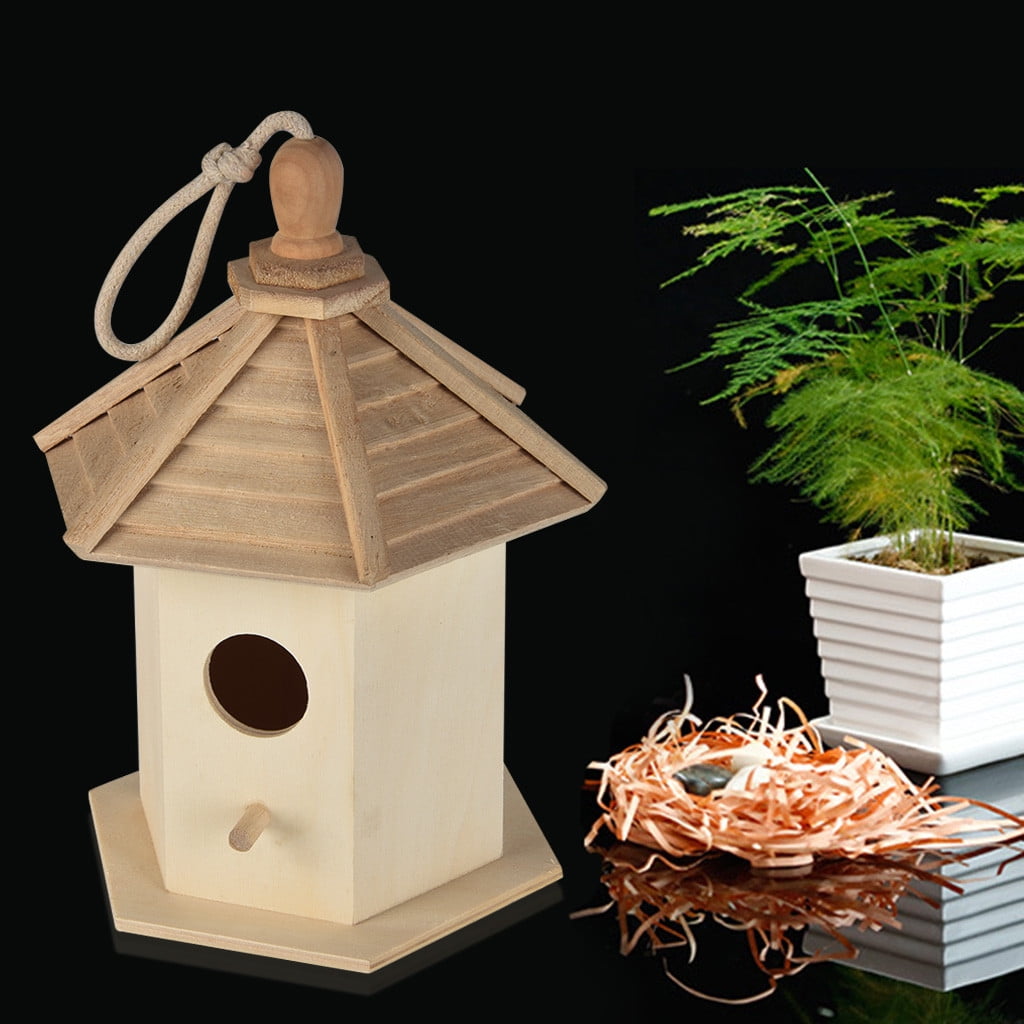 Lanhui Outside Wooden Bird House, Ventilation Hanging Bird House for Small Bird Chickadees Sparrows