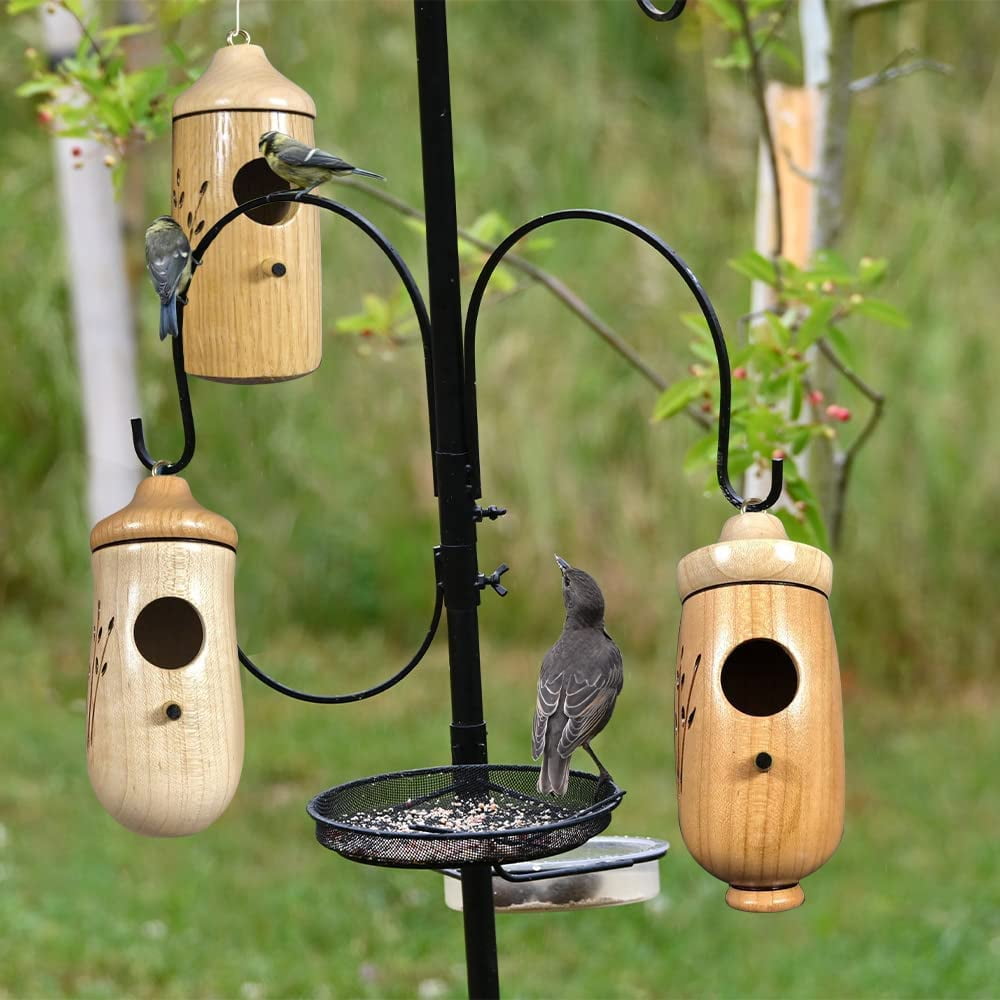 Emlimny Unfinished Wooden Hummingbird Hanging House, 3 Count