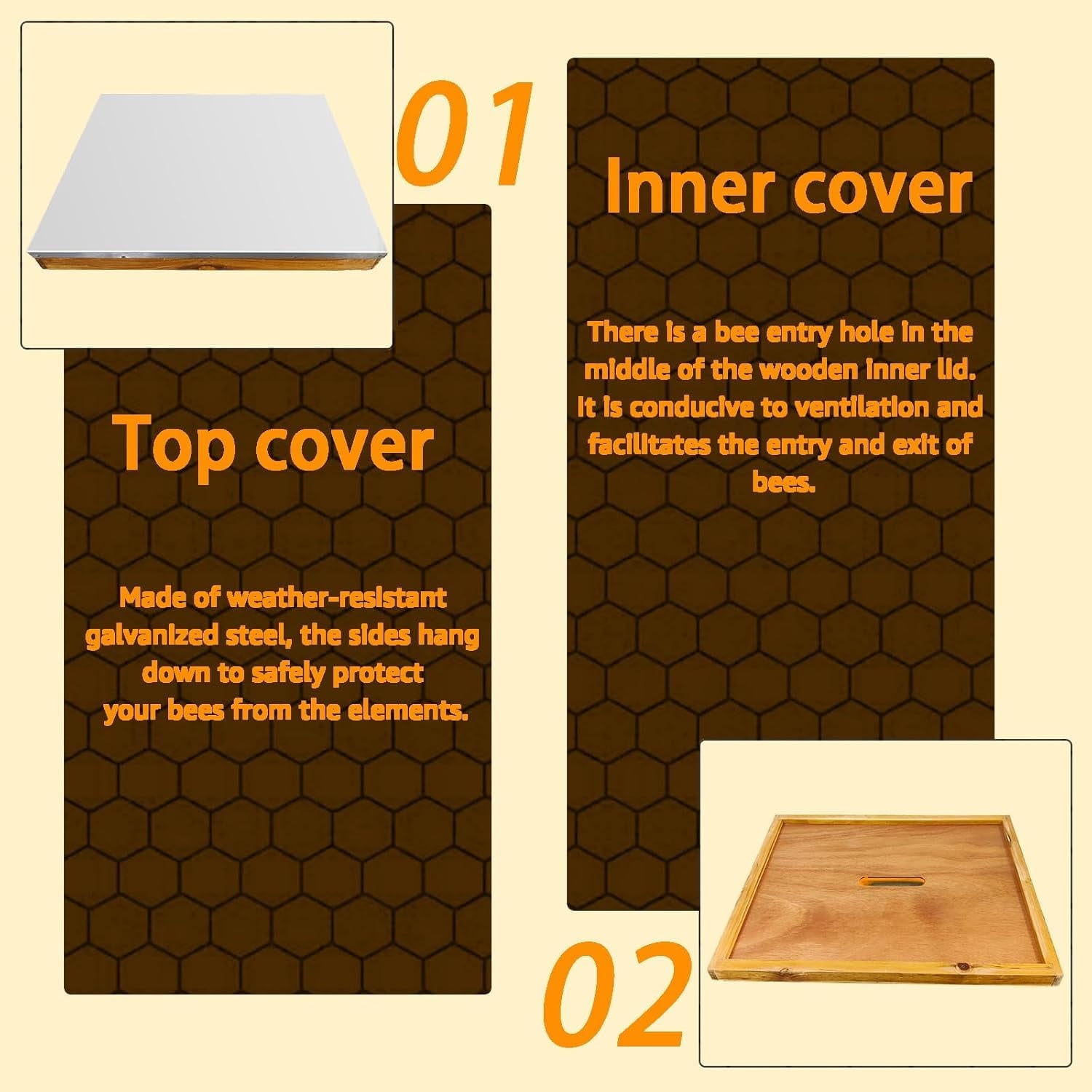5 Layer Beehive, Bee Hive Dipped in 100% Beeswax, Include Queen Excluder & Foundation & Cover (2 Deep Hive Bee Box & 3 Super Bee Hive) Frameless