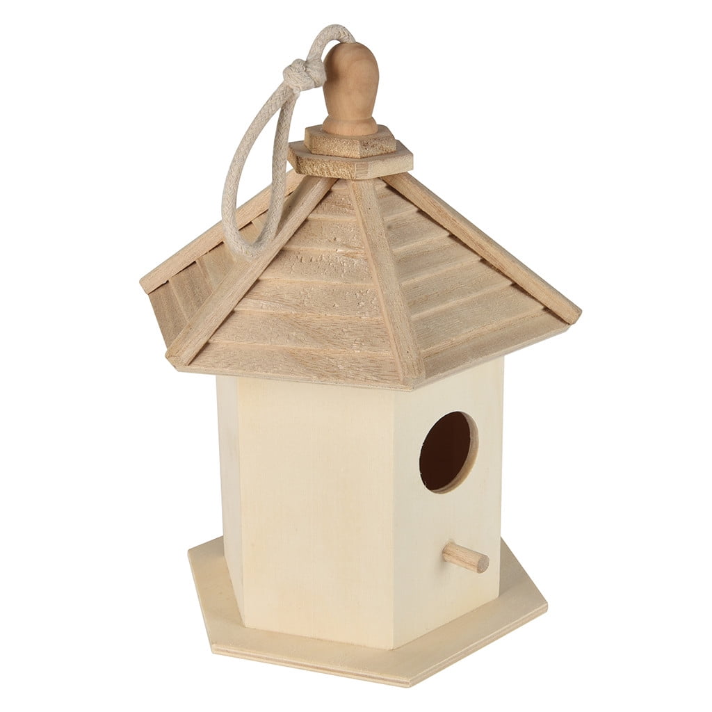 Lanhui Outside Wooden Bird House, Ventilation Hanging Bird House for Small Bird Chickadees Sparrows