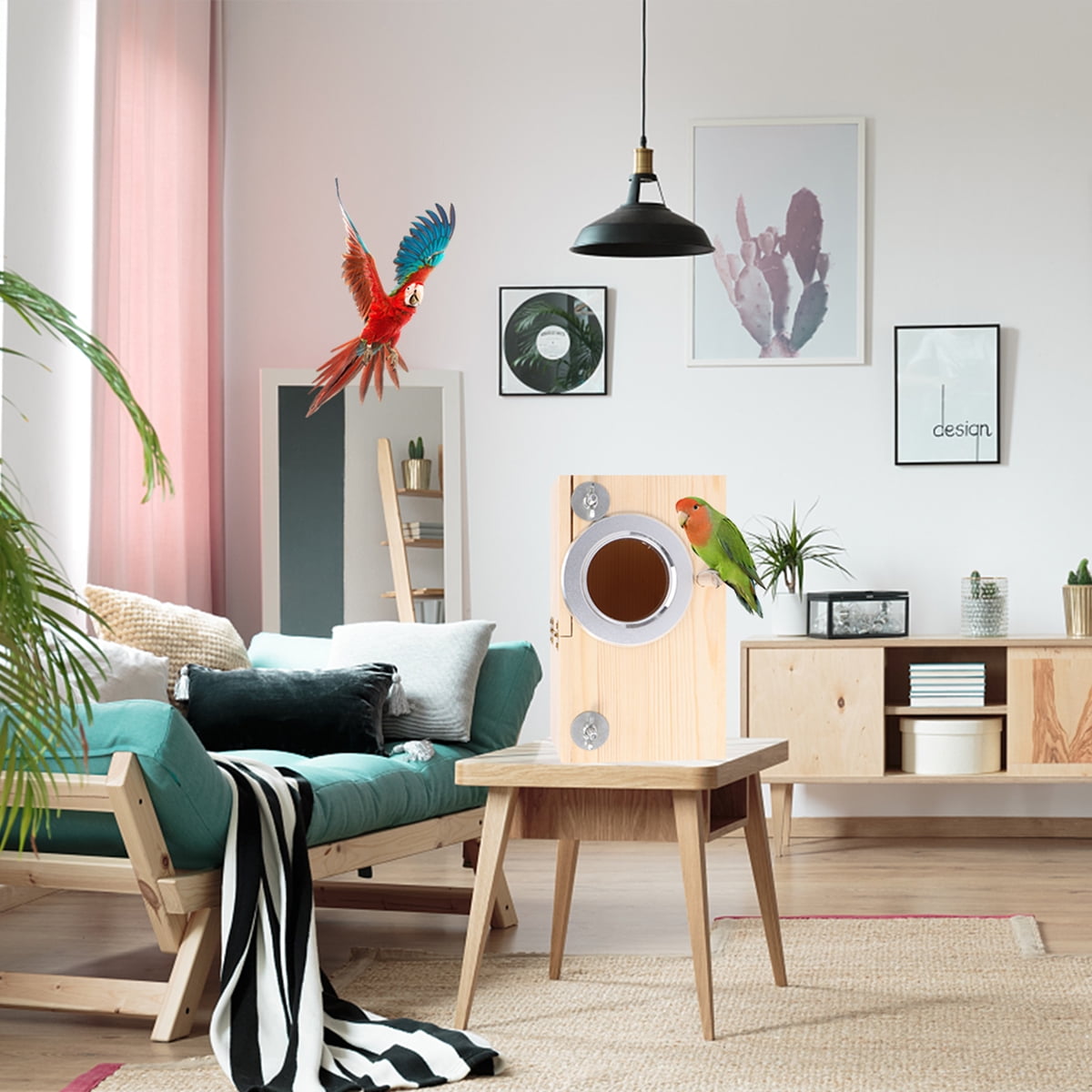 Etereauty Nest Box Bird Birds Nesting Wooden Parakeet House Decoration Nests Cages Boxes Cockatiel Finch Pet Case Breeding