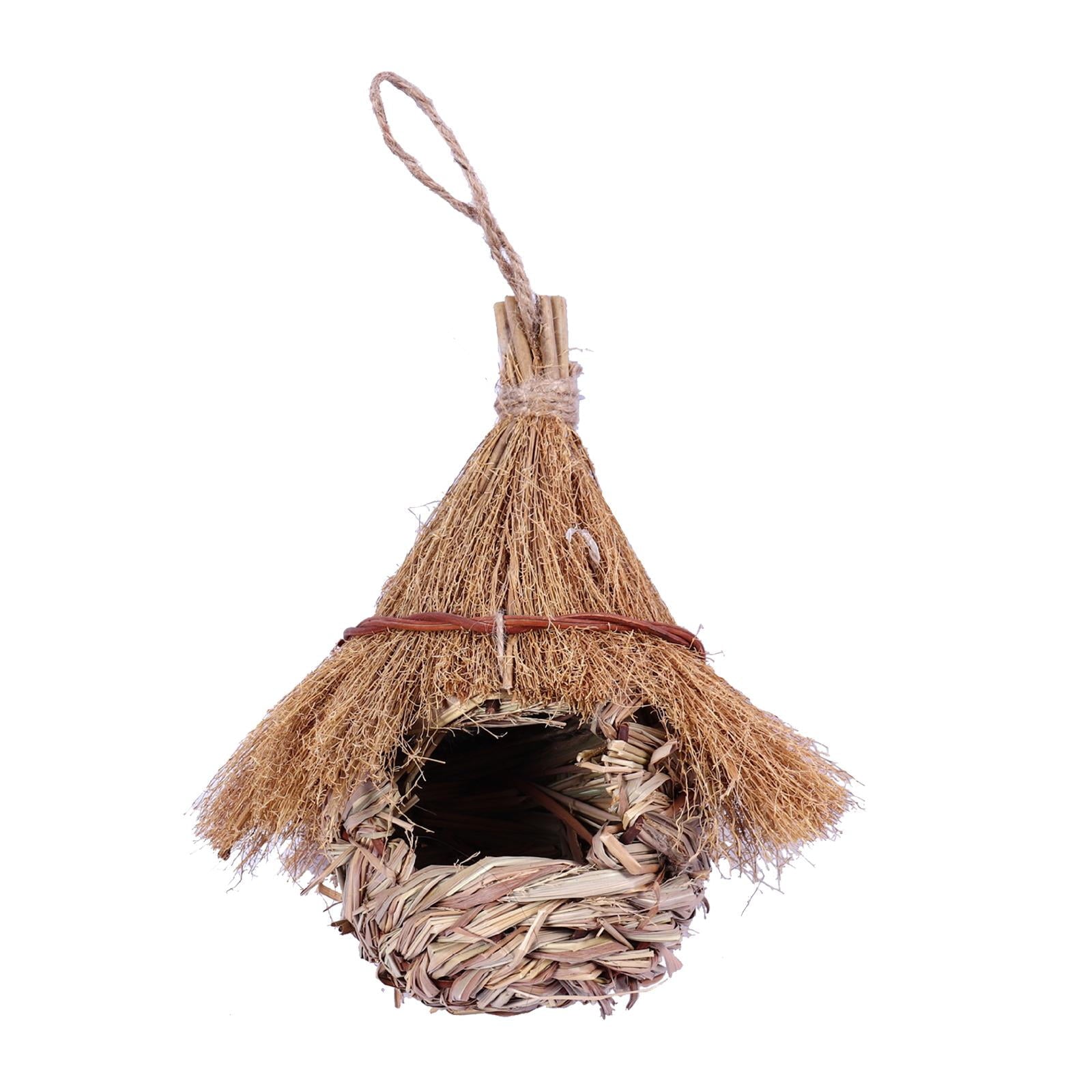 Humming Bird Houses for Outdoor Hanging, Grass Birds Hut,Hand Woven Hummingbird Nest,Wren Finch Bird House for Garden Window Outdoor Home