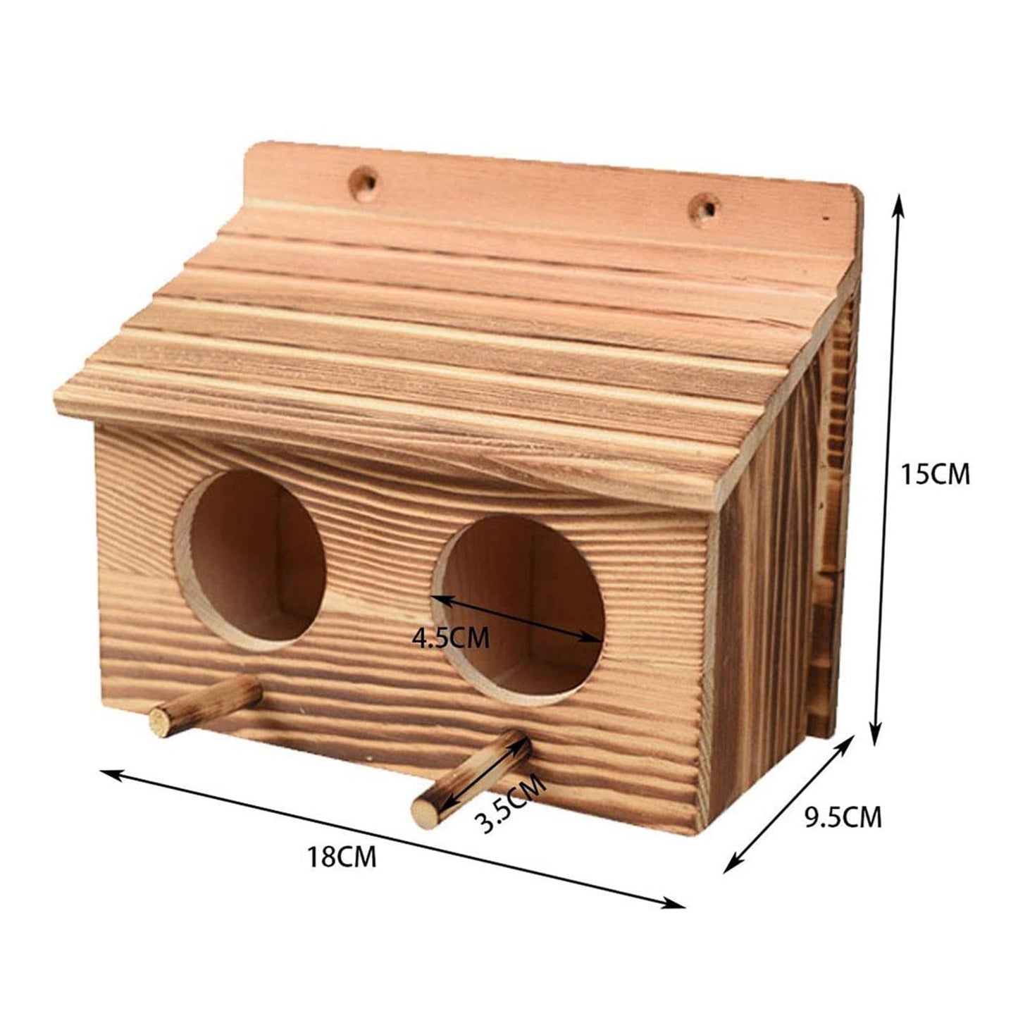 Weatherproof Wooden Bird Houses with Double Hole for Outside,Squirrel Feeder / Bird Nesting House Feeding Station,Hanging Nest box for Garden,Best Gift for Kids