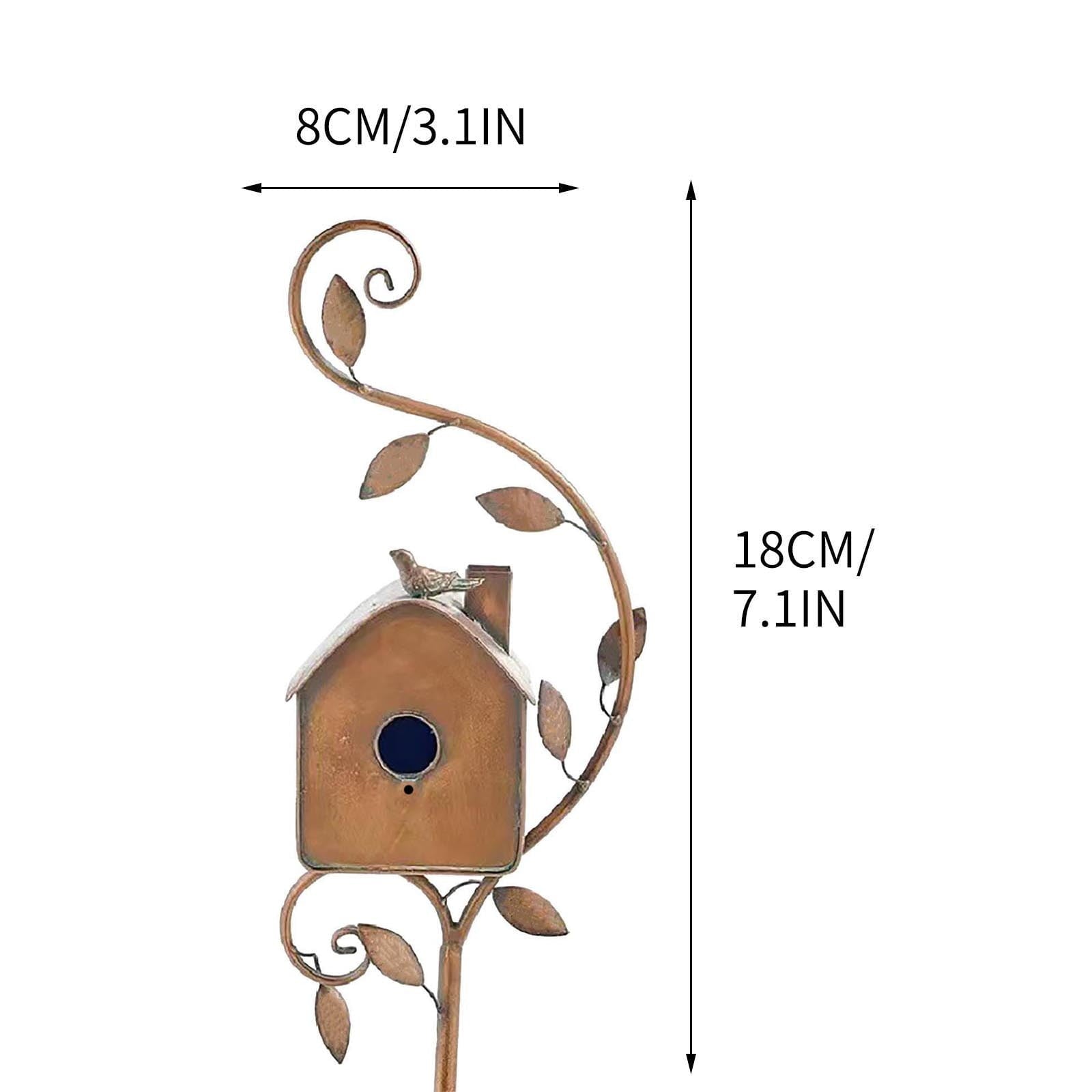 Realhomelove Birdhouse Garden Stakes, Metal Bird House with Pole, Suitable for Hummingbirds, Garden Outdoor Metal Birdhouse Decoration Bird Houses for Courtyard Backyard Patio Outdoor Decor