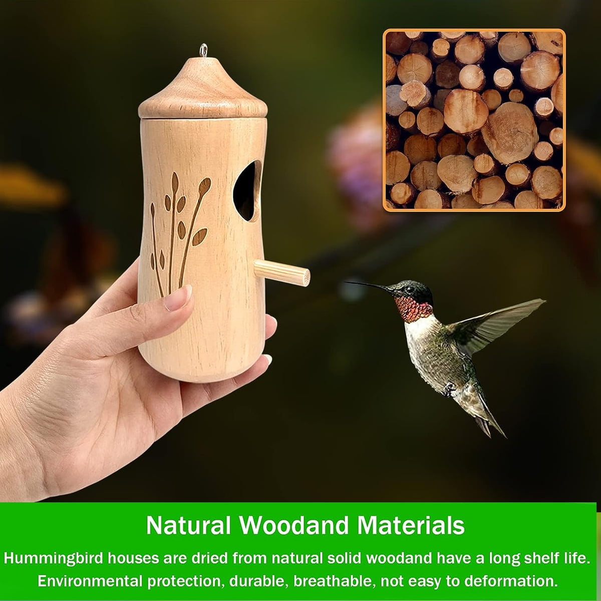 IFCOW 3x Natural Wood Hummingbird House,Hummingbird Houses on clearance, Outside Hanging Hummingbird Nesting Nest,Hummingbird houses