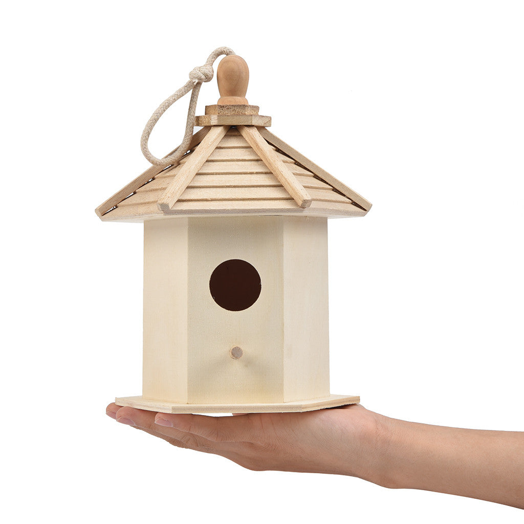 Lanhui Outside Wooden Bird House, Ventilation Hanging Bird House for Small Bird Chickadees Sparrows