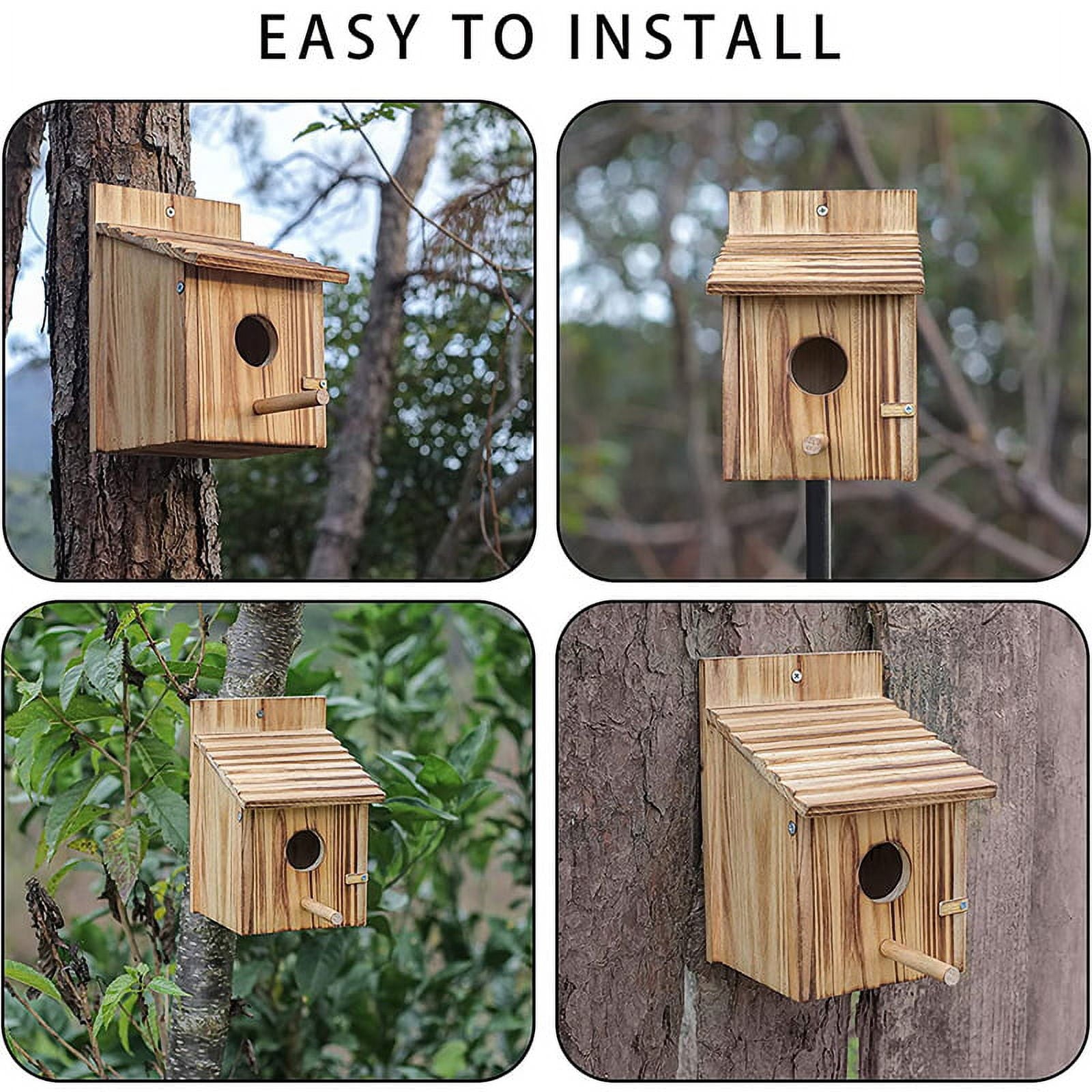 Bird House for Outside，Wooden Bluebird House，with Predator Guard Bird Nesting Box Wild Bird Watching, Finch Bluebird Cardinals Hanging Birdhouse Clearance Garden Country Cottage